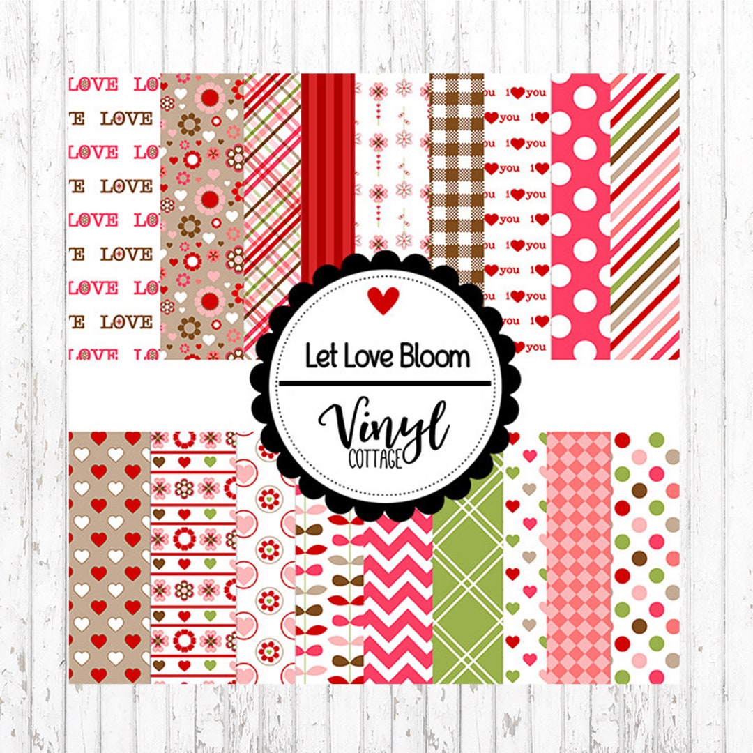 Valentine's Day Vinyl Let Love Bloom Patterned HTV & Adhesive