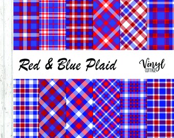 Vinilo con estampado de cuadros rojos y azules, vinilo de transferencia térmica con estampado de cuadros patrióticos, vinilo adhesivo impreso, vinilo para manualidades