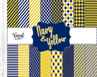 Vinyle bleu marine et jaune à motifs, Vinyle imprimé doré, VTH imprimé, Vinyle de transfert à chaud à motifs, Vinyle adhésif imprimé, Vinyle artisanal