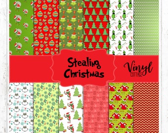 Stealing Christmas Pattern HTV: Red & Green Heat Transfer Vinyl