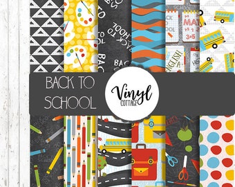 Retour à l'école Vinyle à motifs, Impression de fournitures scolaires HTV, Vinyle de transfert à chaud de motifs, Vinyle adhésif imprimé, Vinyle artisanal