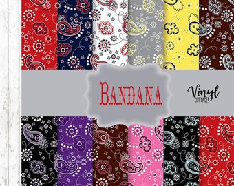 Bandana Print Vinyl, Paisley Print HTV, Pattern Heat Transfer Vinyl, Printed Adhesive Vinyl, Craft Vinyl