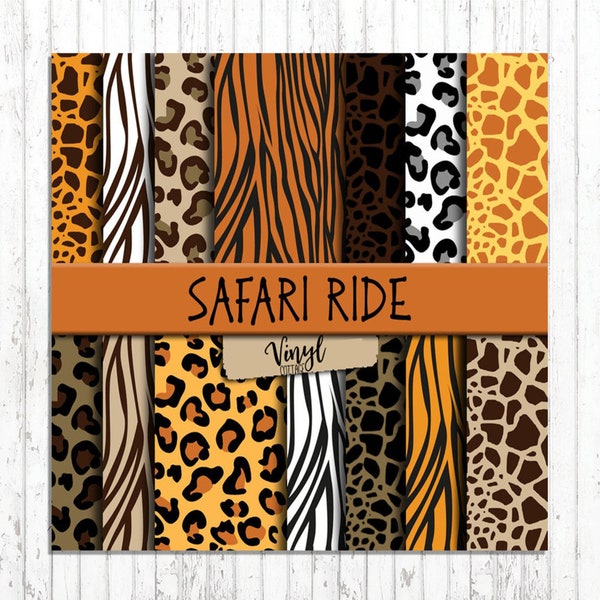 Safari Ride Pattern Craft Vinyl, Leopard Print HTV, Giraffe Print, Zebra Print, Tiger Print, Heat Transfer Vinyl, Adhesive Vinyl