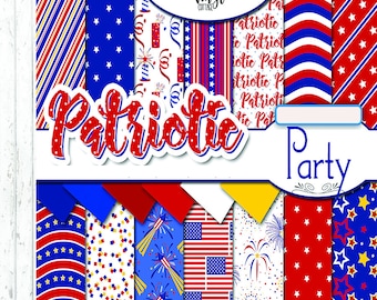 Patriotic Party Pattern Vinyl, Red White Blue Print Vinyl, 4th of July Printed HTV, Pattern Heat Transfer Vinyl, Printed Adhesive Vinyl