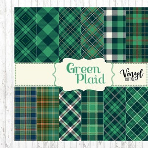 Green Plaid Print Vinyl, Buffalo Printed HTV, Pattern Heat Transfer Vinyl, Printed Adhesive Vinyl, Craft Vinyl