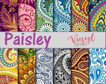 Paisley Print Vinyl, Paisley Heat Transfer Vinyl, Pattern Heat Transfer Vinyl, Printed Adhesive Vinyl, Craft Vinyl