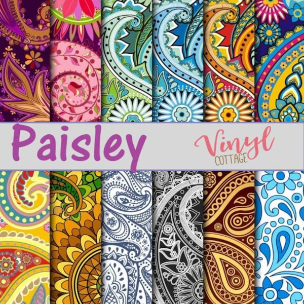 Paisley Print Vinyl, Paisley Heat Transfer Vinyl, Pattern Heat Transfer Vinyl, Printed Adhesive Vinyl, Craft Vinyl