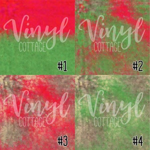 May include: Four digital paper designs with a red and green distressed background. The designs are labelled #1, #2, #3, and #4. The text "Vinyl Cottage" is on each design.