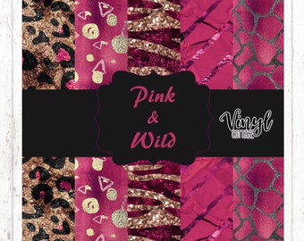 Vinyle rose et imprimé animal sauvage : faux paillettes et métallisé