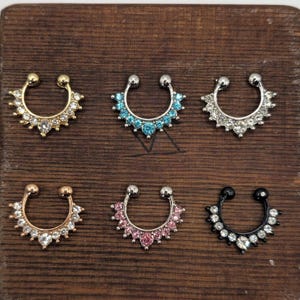 Cubic Zirconia Fake Septum Ring: Rose Gold Nose Jewelry