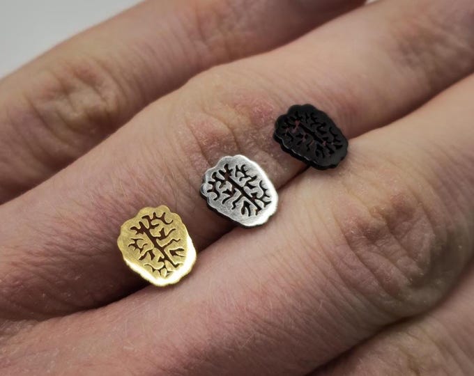 Brain Stud Earrings in Stainless Steel with Backs, Geek, Science, Mathematician, STEM, Authentic Irish Jewellery from Northern Ireland
