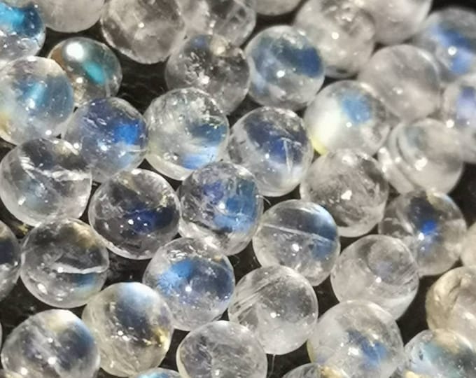 5 Pieces 3MM Natural Moonstone Grade AA | White Round Cut Stone | Natural Blue Flash Rare Gemstone Cabochon Loose | IGIGTL Certified