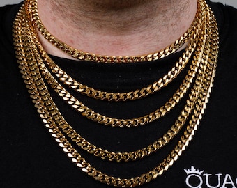 Cuban Link Chain Necklace – 7 Mm 18K Gold-plated Stainless Steel