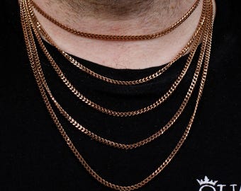 Catena d’oro oro da 18 carati, Argento, Catena a maglie Cubane Miami, Collana a maglie Cubane in oro, Acciaio inossidabile