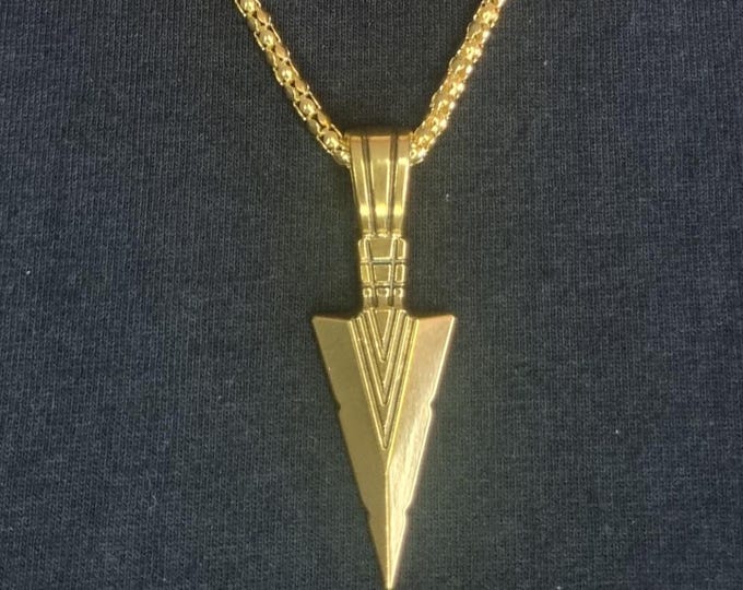 Arrowhead Pendant Necklace – 316L Stainless Steel, Bamboo Chain, Gold/Silver/Black Colors, 50 cm Unisex Punk Jewelry