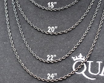 Black Necklace, 3MM Black Rope Chain Necklace - Jewelry  - Irish Steel