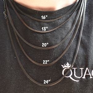 3MM Black Snake Chain Necklace: Stainless Steel Herringbone Chain