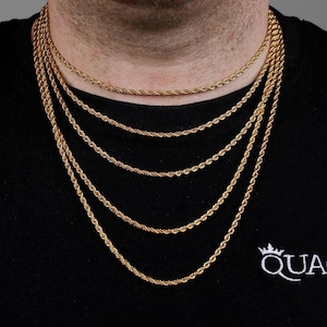 3 MM 18K Guldpläterad Repkedja Halsband - Rostfritt Stål Twistkedja