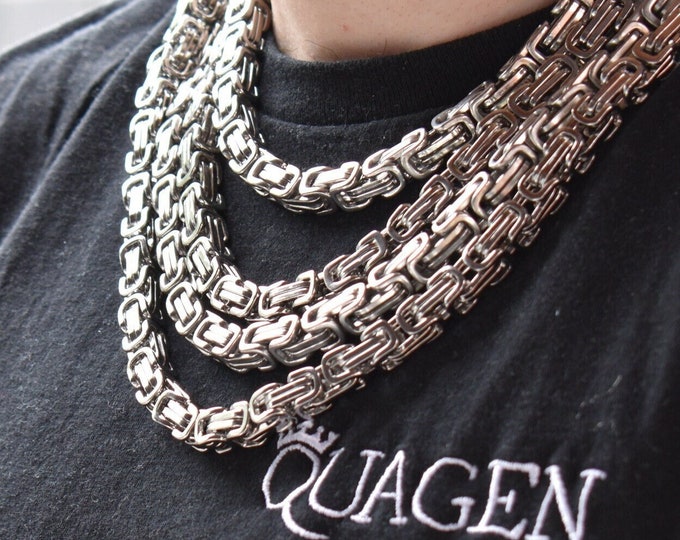 316L Silver Chain, 8MM Silver Royal Byzantine Chain Necklace - Jewelry  - Irish Silver, Authentic Irish Jewellery from Northern Ireland