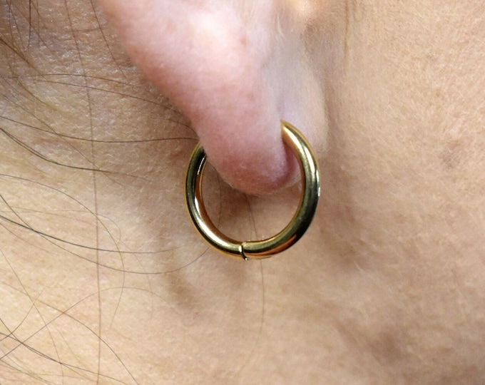 Earrings, 18K Gold Hoops for Men,  Huggie Hoop Earrings, Thin Gold Hoops Man,  Hoop Gold Earrings,  Jewellery Gifts, 12MM
