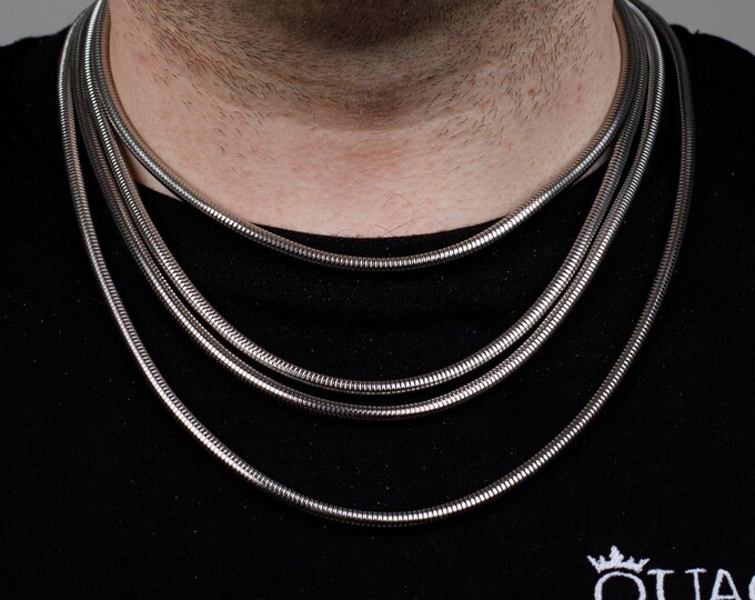 316L Silver Chain, 4MM Silver Round Snake Chain Herringbone Necklace - Jewelry  - Irish Silver