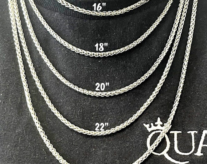 3MM Silver Wheat Chain Necklace, Stainless Steel Necklace Men, Stainless Steel Chain Necklace, Mens Necklace Stainless Steel