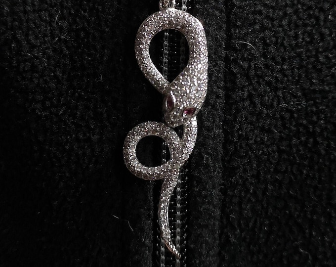 Snake Charm Pendant, Black, Gold, Rose Gold, Silver, Snake Charms, Pendants for Chain Necklace, Cubic Zirconia - By Quagen