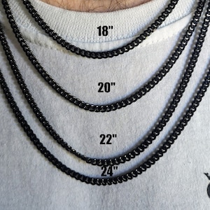 Black Necklace, 3.5MM Black Cuban Curb Link Chain Necklace - Jewelry  - Irish Steel