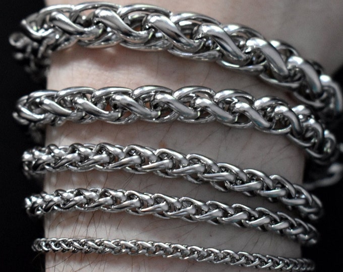 Silver Wheat Bracelets, Stainless Steel Bracelet Men, Twisted Bracelet Wrist Jewellery, Mens Bracelets