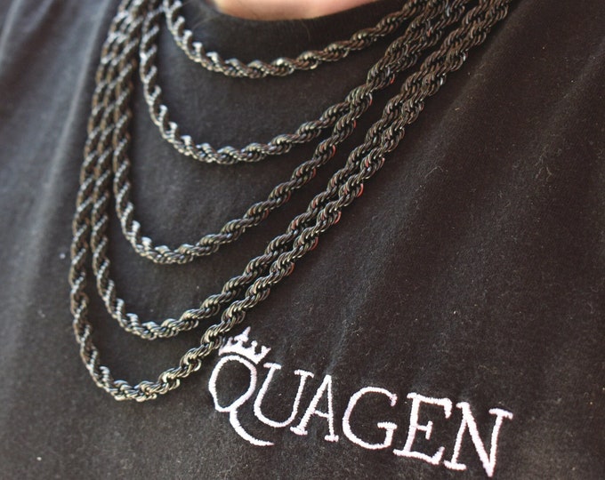 5MM Black Wheat Chain Necklace, Stainless Steel Necklace Men, Stainless Steel Chain Necklace, Mens Necklace Stainless Steel