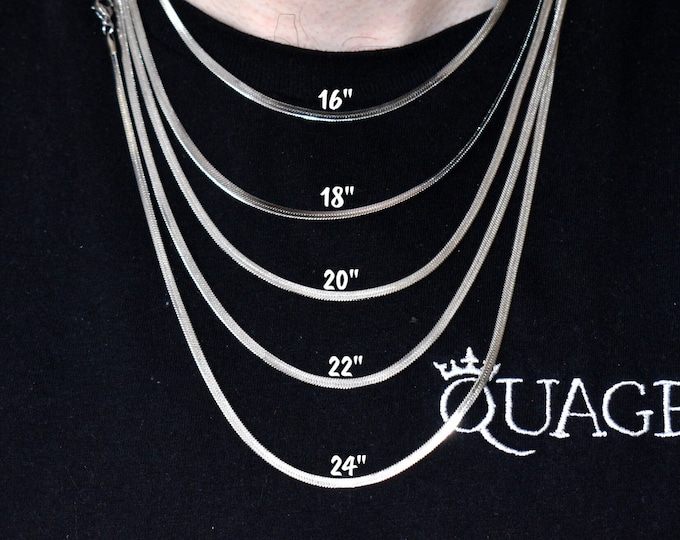 Snake Chain Necklace | 3MM Silver Snake Chain, Herringbone Style Jewelry, Elegant Silver Necklaces for Women & Men