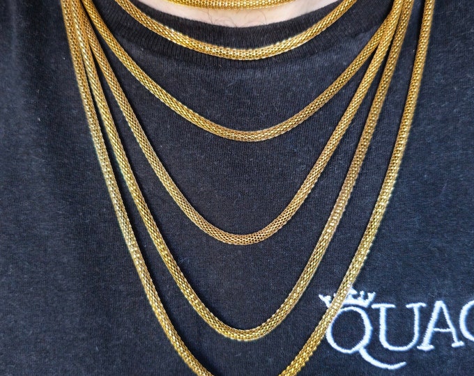 3.2MM Gold Popcorn Chain Necklace, 316L Stainless Steel, Waterproof, Non-Tarnish, Gift for Him or Her