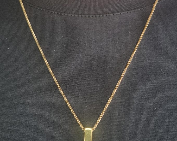 Minimalist Vertical Bar Necklace: 316L Stainless Steel Pendant