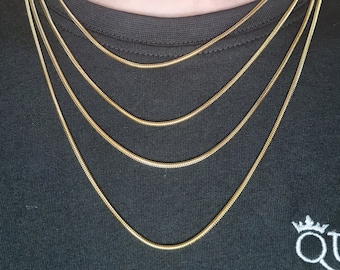2MM 18K Gold Round Snake Chain Necklace