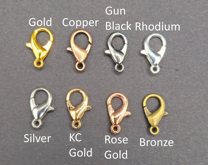 Lobster Claw Clasps for Jewelry Making in 8 Colors – Gold, Silver, Rose Gold, Bronze, Gunmetal, Copper, Black Rhodium, KC Gold – DIY Supply