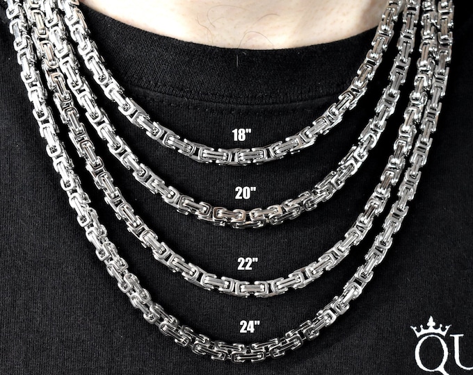 5MM Silver Royal Byzantine Chain Necklace, 316L Stainless Steel, Authentic Irish Jewellery from Northern Ireland