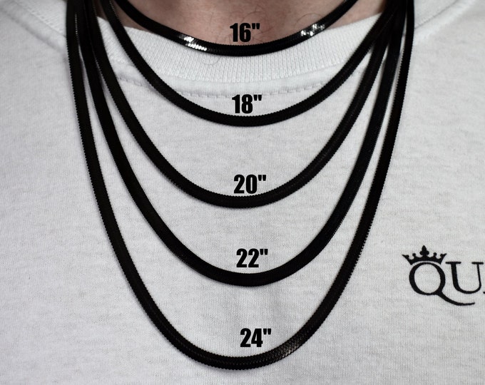 4MM Black Snake Chain Necklace, Snake Chain, Black Chain Necklaces, Herringbone Chain, Herringbone Chain Necklace, Jewelry
