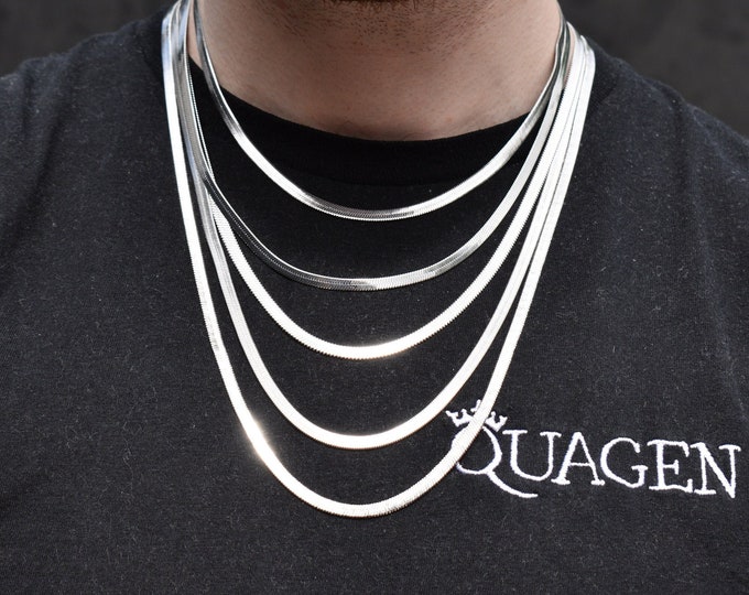 4MM Silver Snake Chain Necklace, Snake Chain , Silver Chain Necklaces, Herringbone Chain, Herringbone Chain Necklace, Jewelry