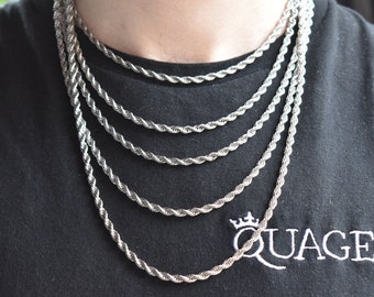 Silver Chain, 4MM Silver Rope Chain Necklace - Jewelry  - Irish Silver