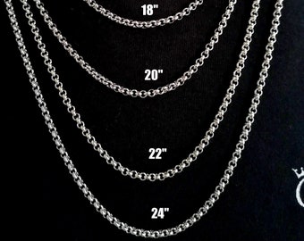 Silver Chain, 3MM Silver Rolo Chain Necklace - Jewelry  - Irish Silver