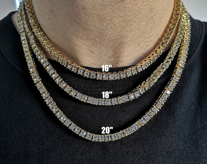 18K Gold Necklace, 5MM 18k Gold Tennis Chain - Jewelry  - Irish Gold, Authentic Irish Jewellery from Northern Ireland