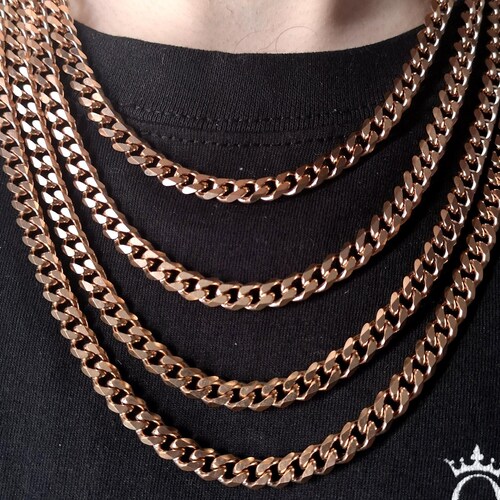 5MM 18K Rose Gold Cuban Link Chain Necklace Miami Cuban Link Etsy UK