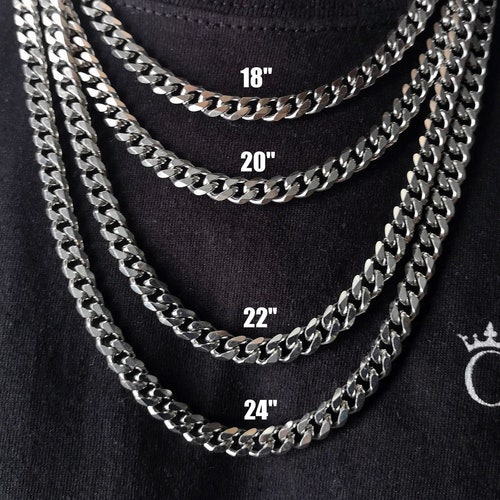 7MM Silver Chain Miami Cuban Link Chain 