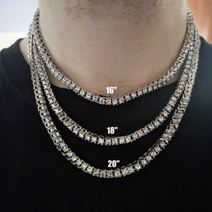 5 MM シルバー テニスチェーンネックレス 316L ステンレススチール 防水 変色しない 男性にも女性にも喜ばれるギフト