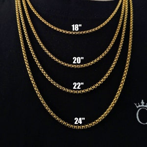 490mm 1 Gold PVD Stainless Steel Round Box Chain Necklaces 19.29" Length K317 490mm 1 Gold PVD Stainless Steel Round Box Chain Necklaces 19.29" Length K317