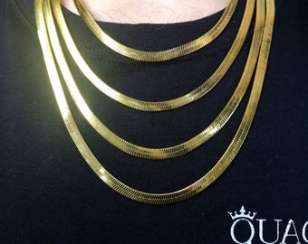 5MM 18K Gold Herringbone Chain Necklace: Stainless Steel Snake Chain