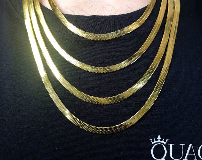 5MM 18K Gold Snake Chain Necklace, Snake Chain , Gold Chain Necklaces, Herringbone Chain, Herringbone Chain Necklace, Jewelry, Gold Plated