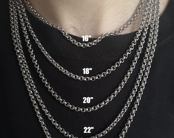4MM Stainless Steel Rolo Chain Necklace