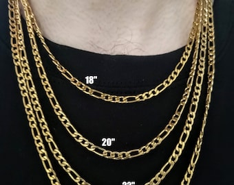 Cadena Figaro de 4 mm chapada en oro de 18 quilates - Collar de acero inoxidable