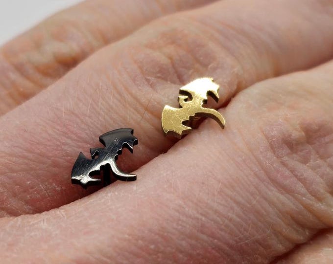 Tiny Dragon Stud Earrings in Stainless Steel, Mythical and Fantasy Studs with Backs, Authentic Irish Jewellery from Northern Ireland